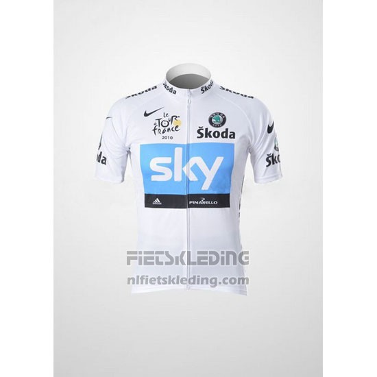 2011 Fietskleding Sky Lider Wit en Azuur Korte Mouwen en Koersbroek